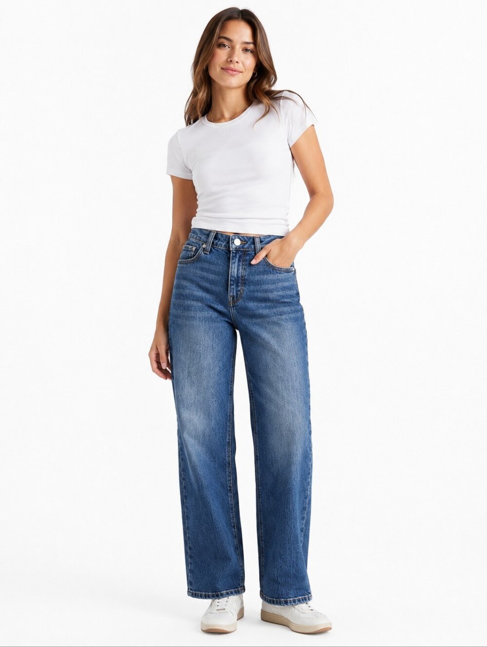 Quince Bella Stretch Relaxed Straight Jeans Size 26 Atlantic Blue High Rise Orga